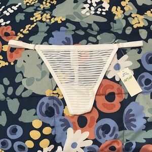 NWT Aerie Cotton Mesh Stripe G String Thong Underwear Size Small